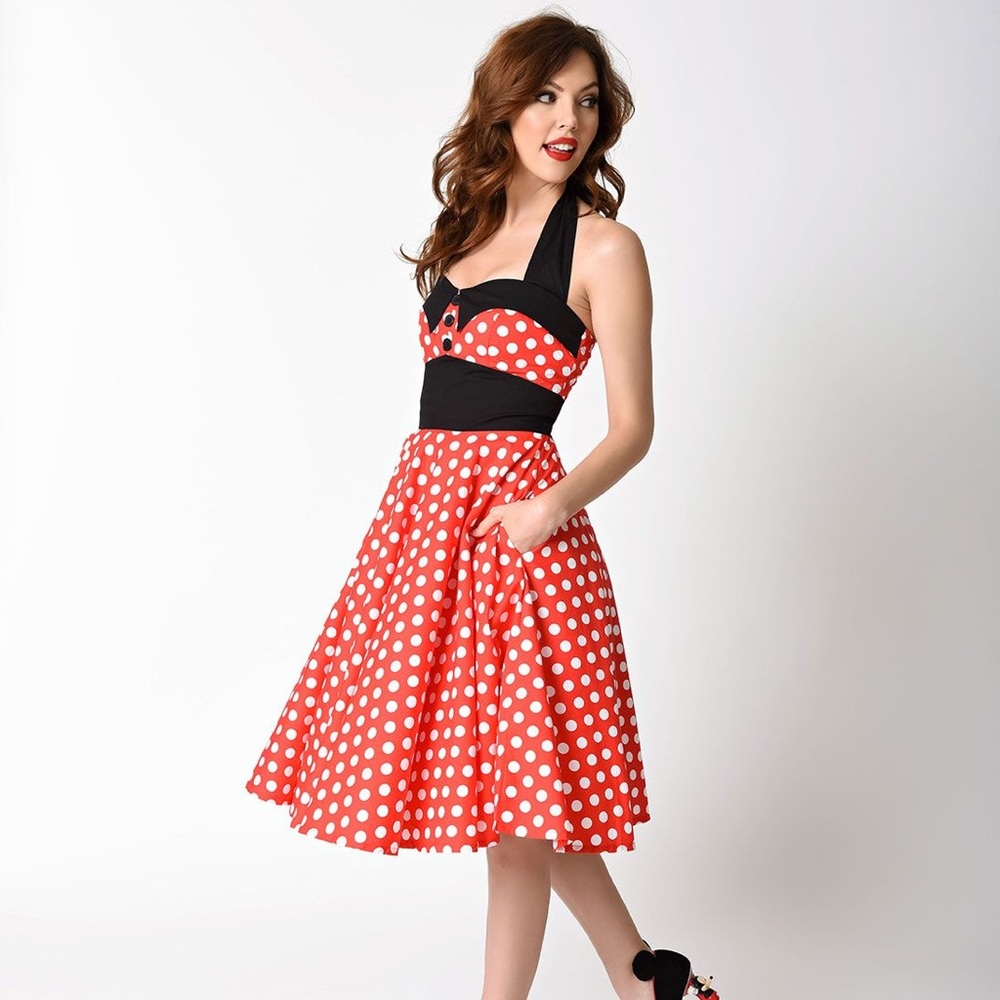 Unique Vintage 1950s Polka Dot Ashley Halter Swing